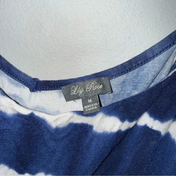 Lily Rose Blue Tie Dye Maxi Dress Size Medium Adjustable Straps - Picture 3 of 3